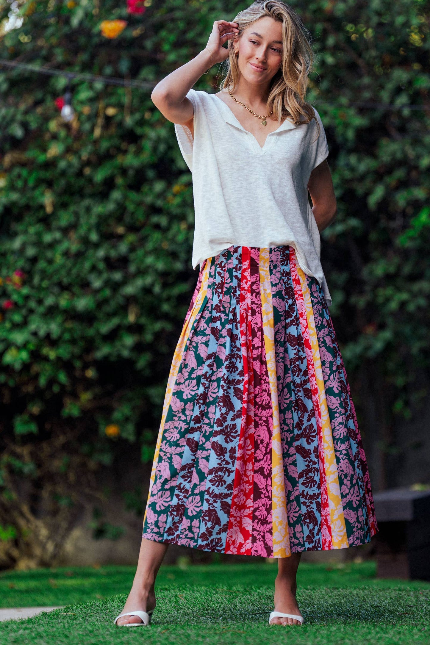 Split Neck Cap Sleeve Cotton Blend Top