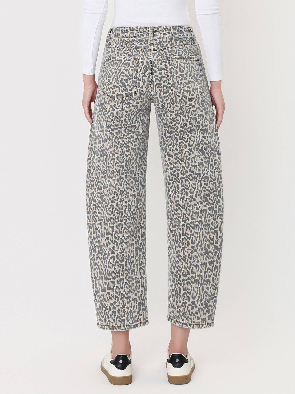 High Rise Leopard Utility Barrel Jeans
