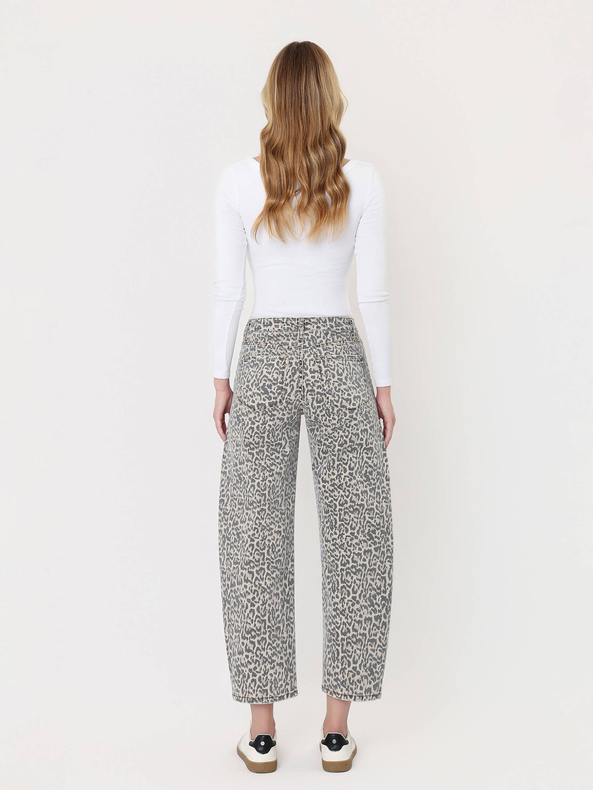 High Rise Leopard Utility Barrel Jeans