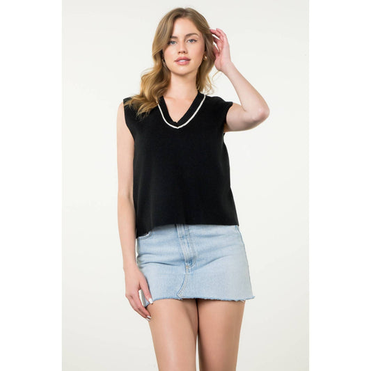 Sleeveless V-Neck Knit Top