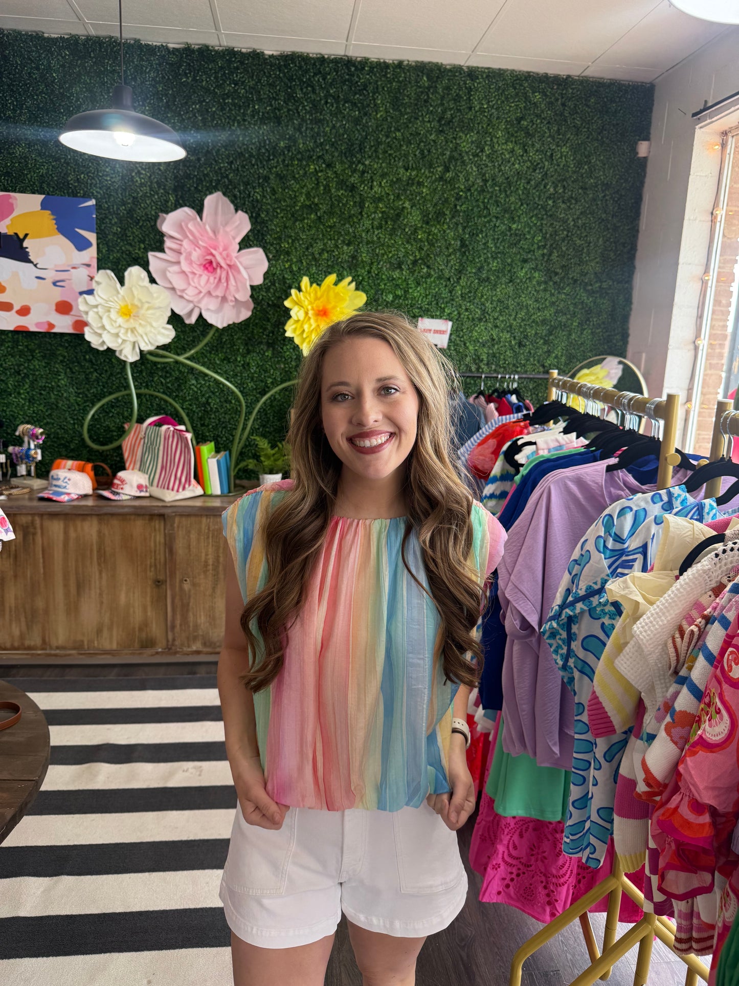 Pleated Multicolor Chiffon Top
