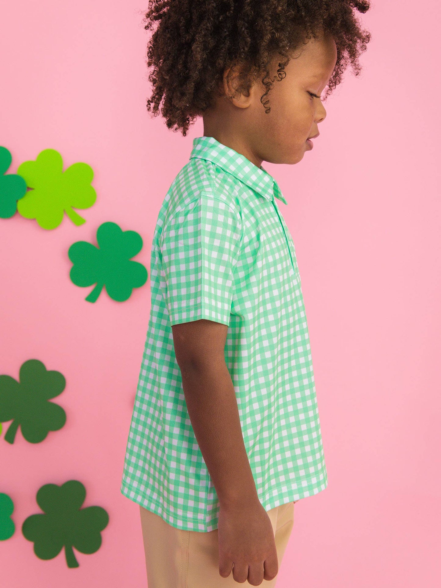 Boys Classic Spring Bud Gingham Knit Short Sleeve Performance Polo