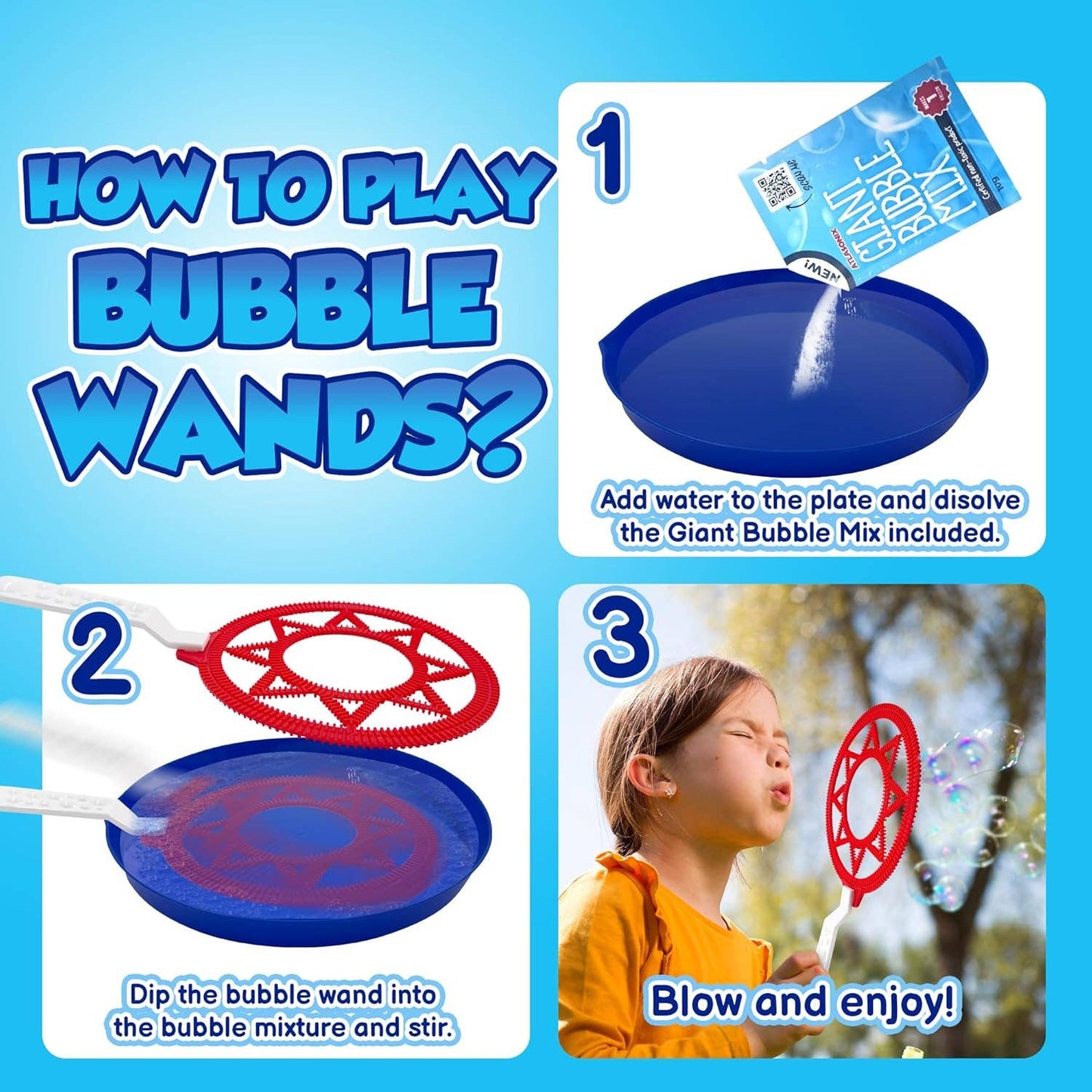 Giant Bubble Wands - Bubbles Set for Kids (19 Pack)