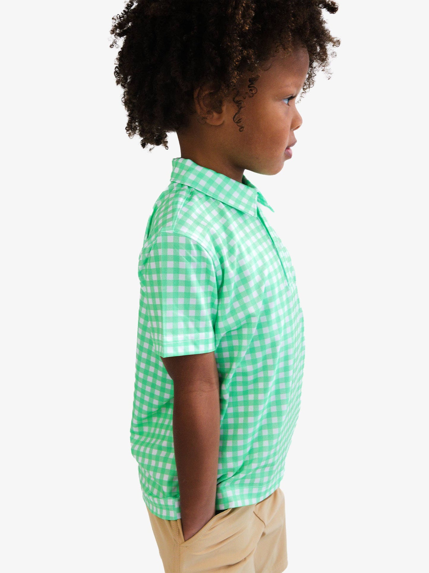 Boys Classic Spring Bud Gingham Knit Short Sleeve Performance Polo