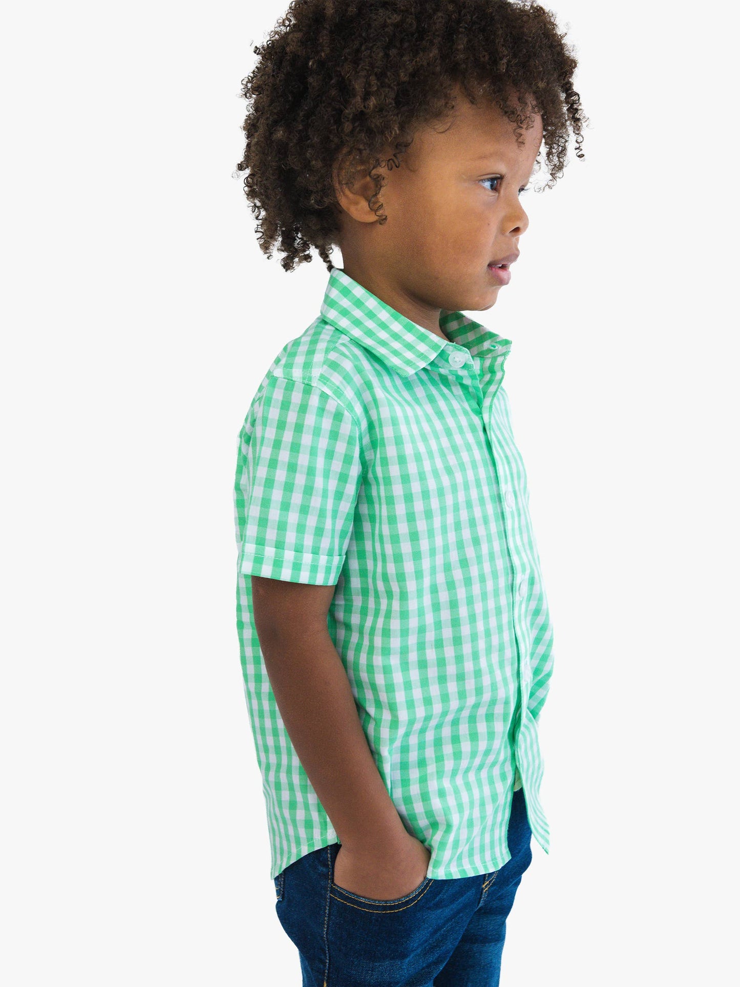 Boys Classic Spring Bud Gingham Short Sleeve Button Down Shirt