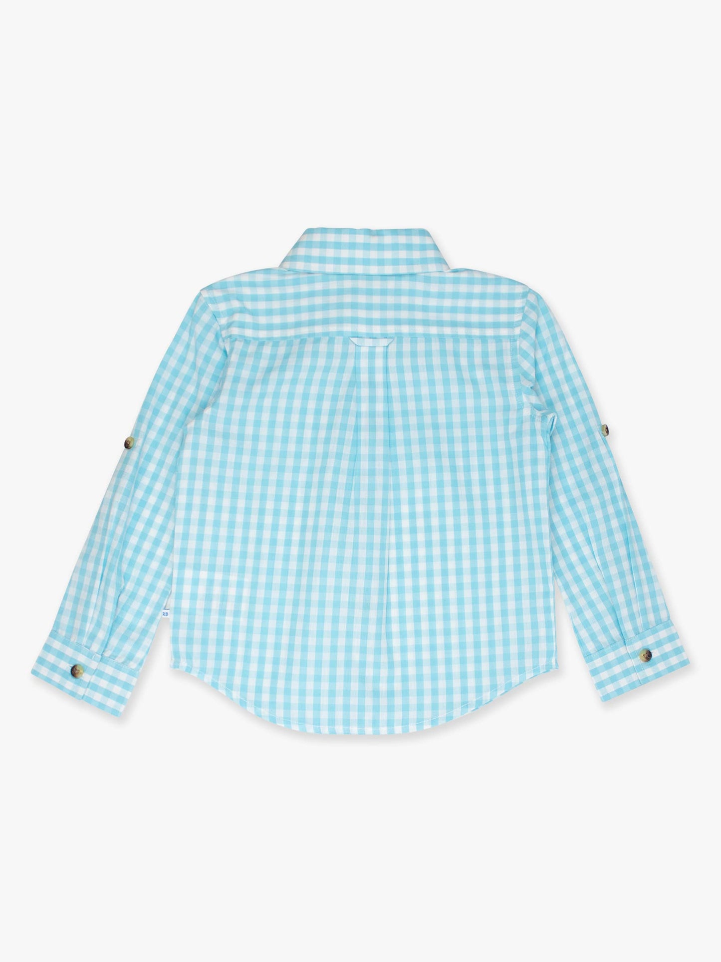 Boys Classic Blue Breeze Gingham Long Sleeve Button Down Shirt