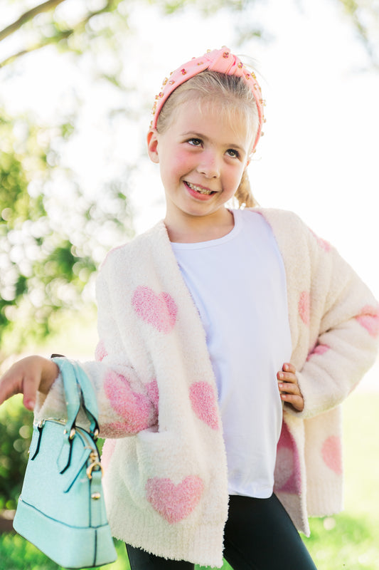 Pink Heart Cozy Cardigan