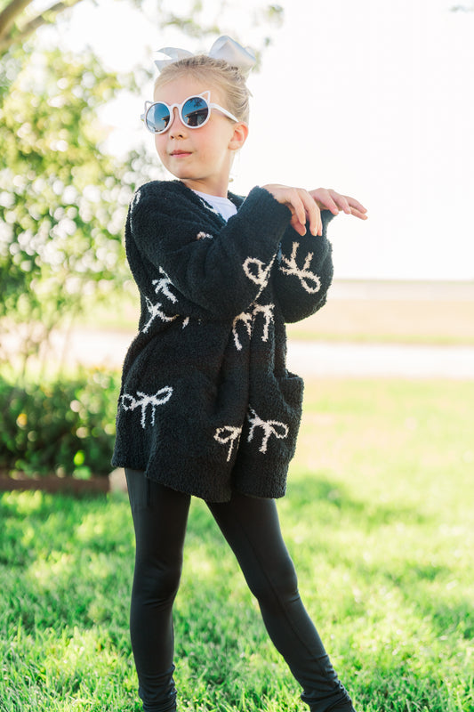 Black Bow Cozy Cardigan