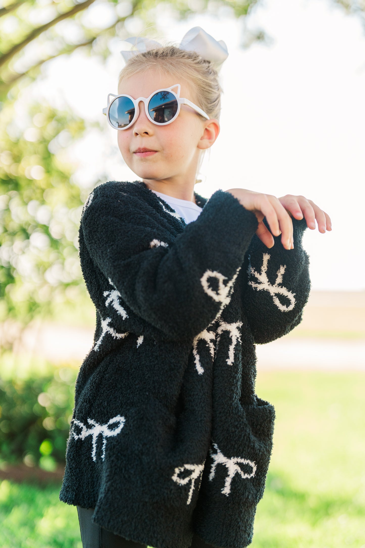 Black Bow Cozy Cardigan