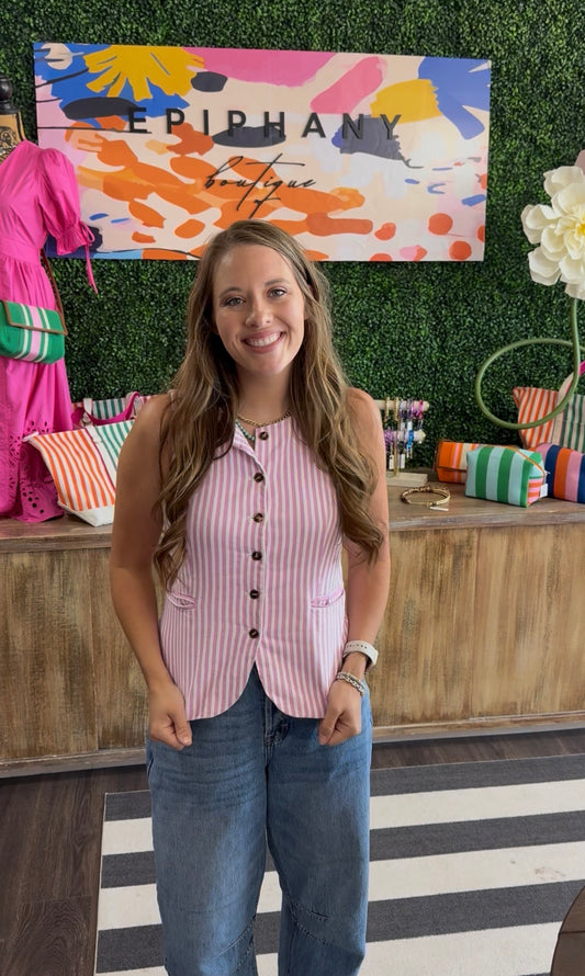 Pink Striped Vest
