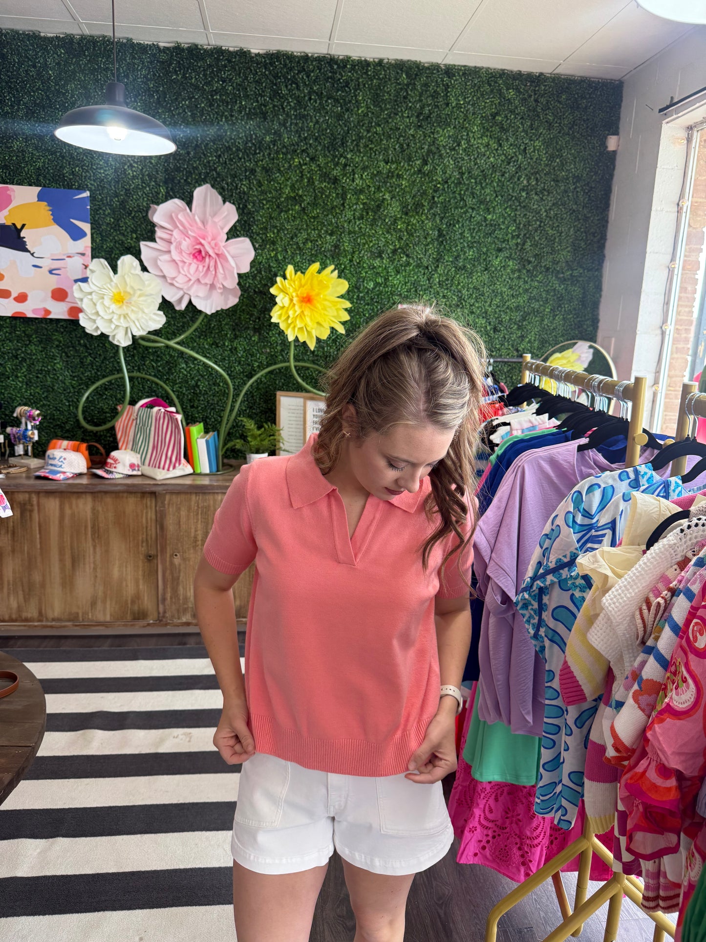 Short Sleeve Collared Top