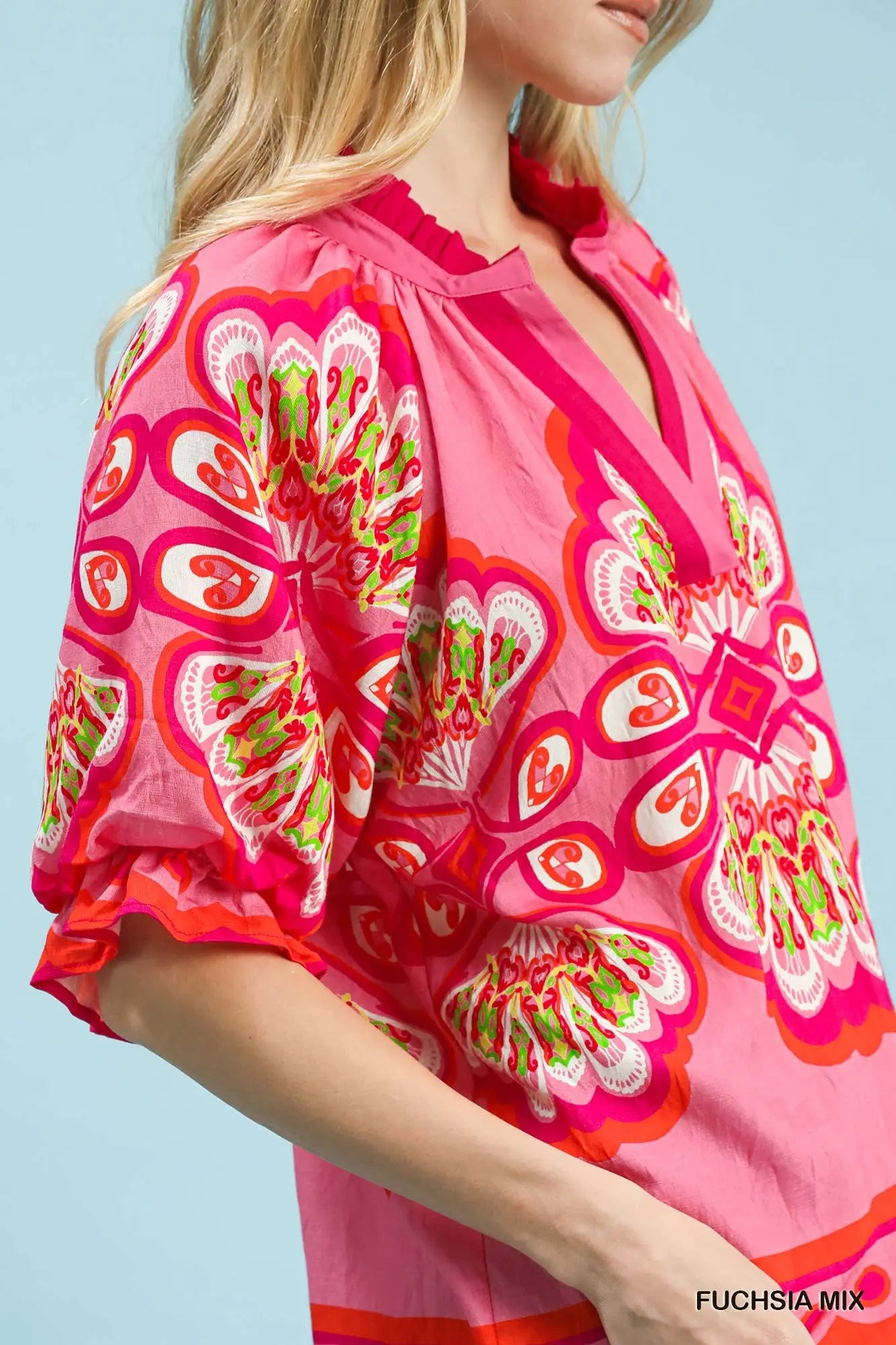 Pink Collared Peacock Top