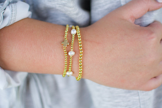 Pearl and Gold Beaded Bracelet