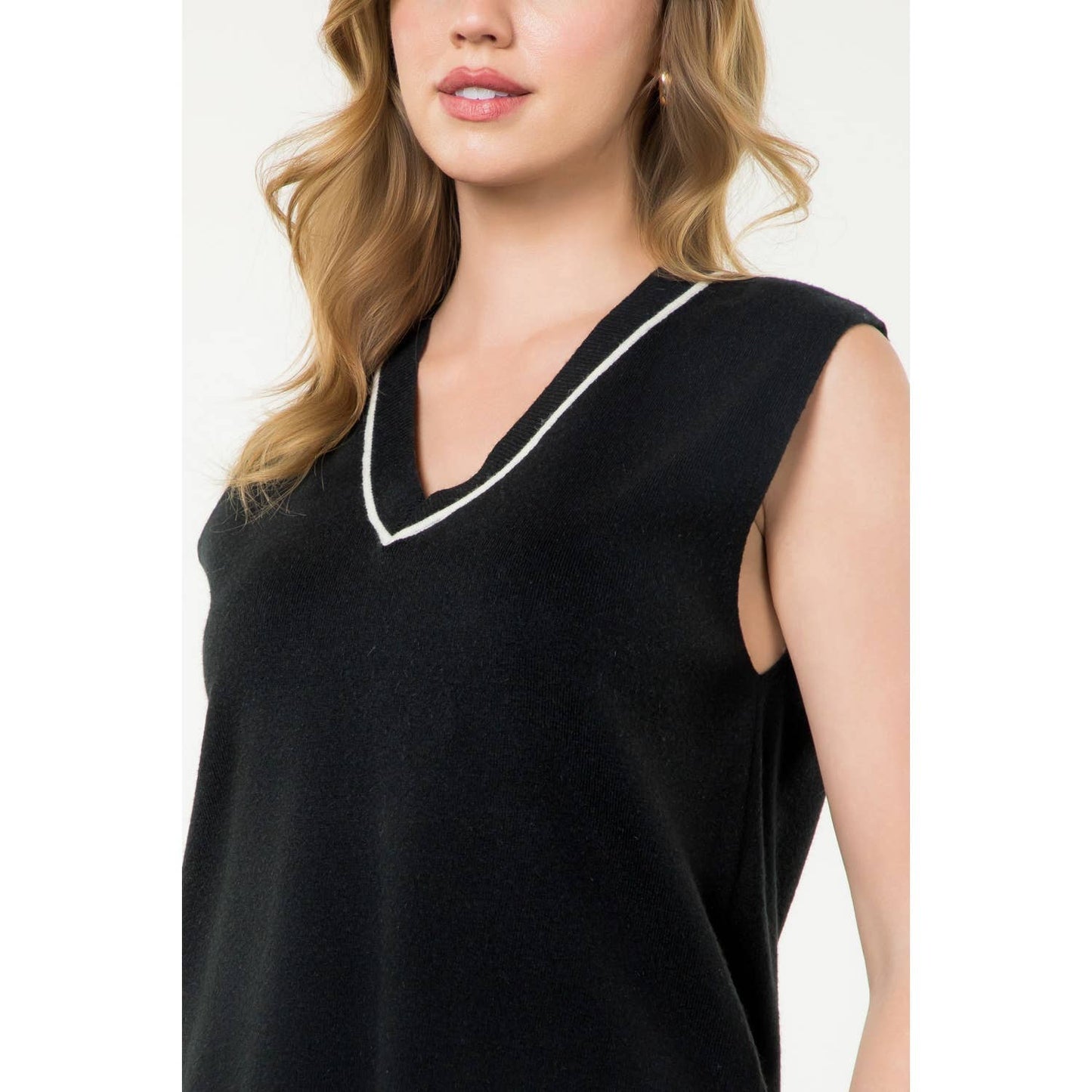 Sleeveless V-Neck Knit Top