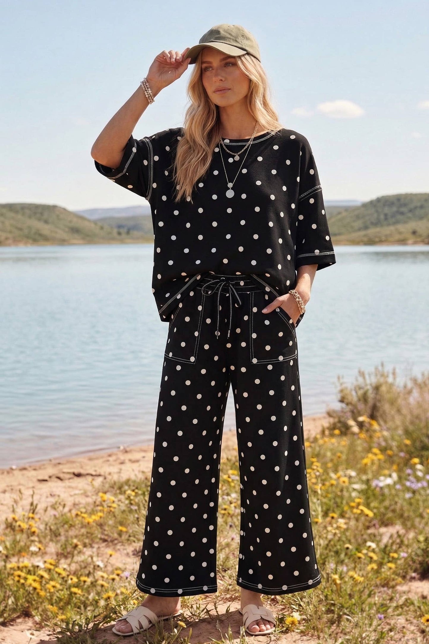 Heavy Scuba Polka Dot Short Sleeve Set