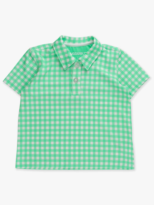 Boys Classic Spring Bud Gingham Knit Short Sleeve Performance Polo