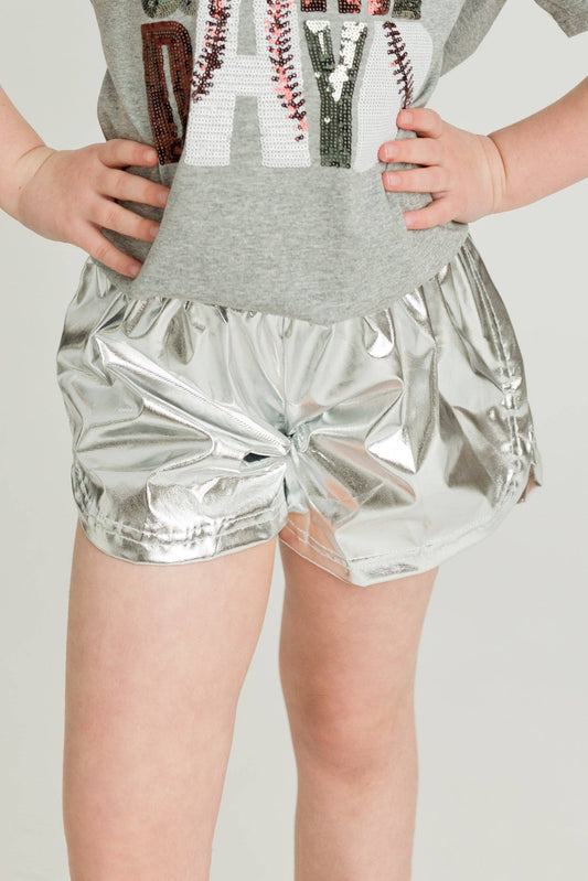 Silver Metallic Shorts